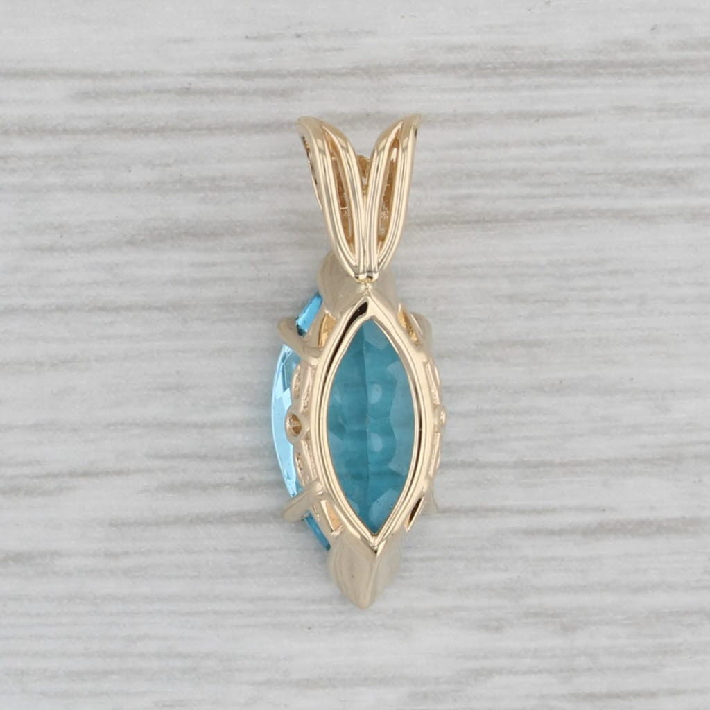 Gray 2.25ct Marquise Solitaire Topaz Pendant 14k Yellow Gold