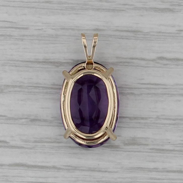 12ct Oval Amethyst Solitaire Pendant 14k Yellow Gold