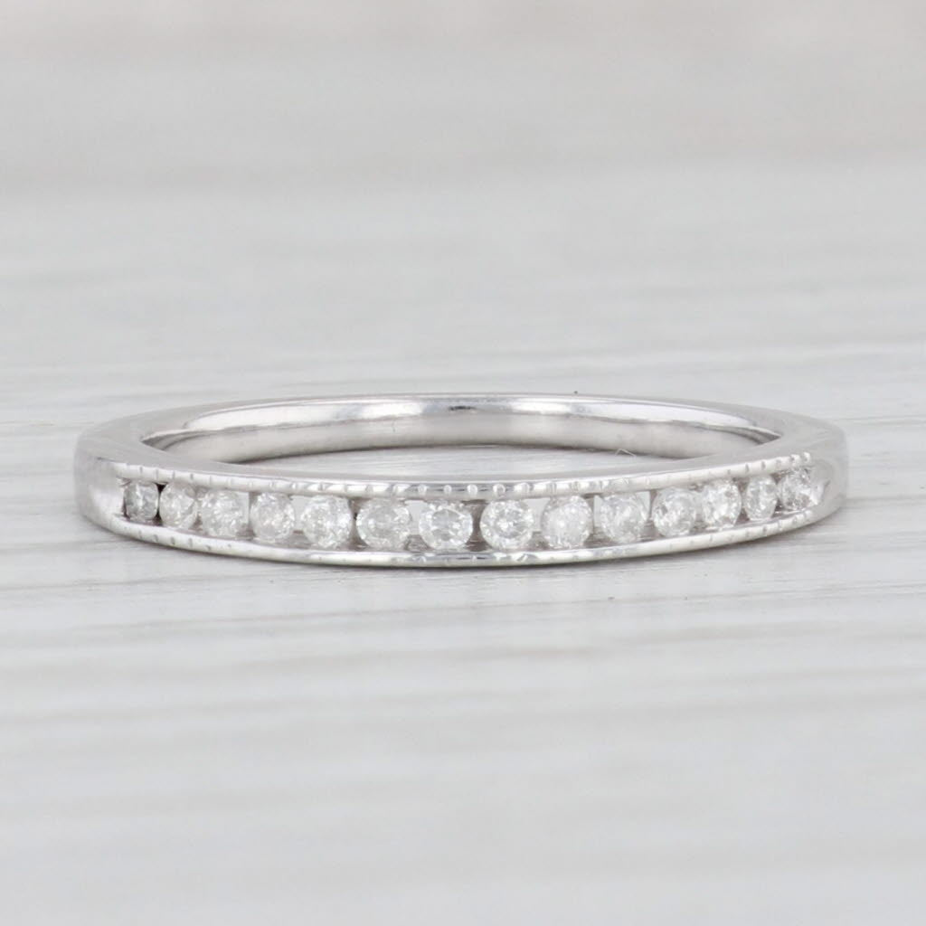 Light Gray 0.12ctw Channel Set Diamond Wedding Band 14k White Gold Size 7 Stackable