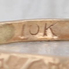 Antique Floral Etched Baby Ring 10k Yellow Gold Small Size Band