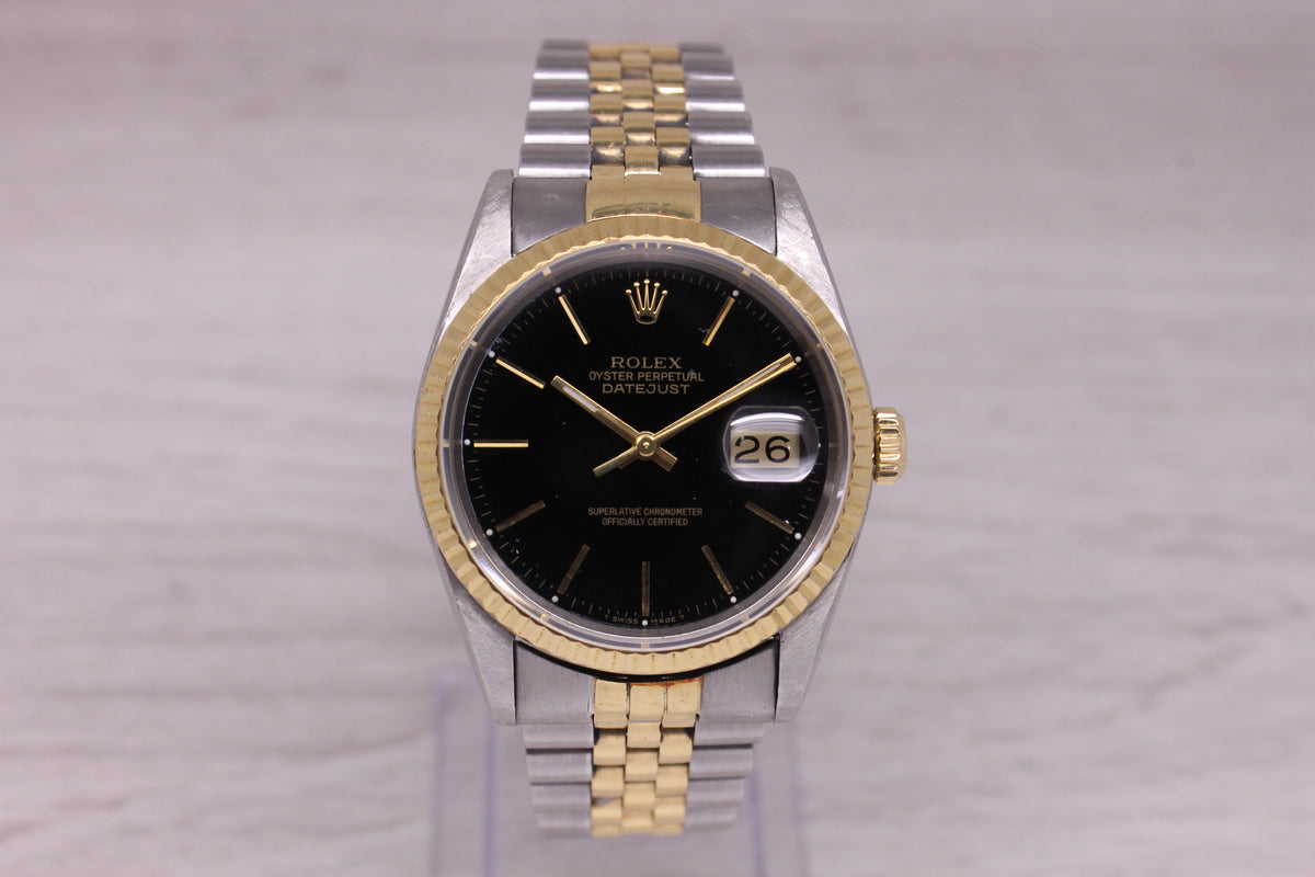 Vintage 1991 Rolex Datejust 16233 36mm 18k Steel Automatic Watch Jubilee Band