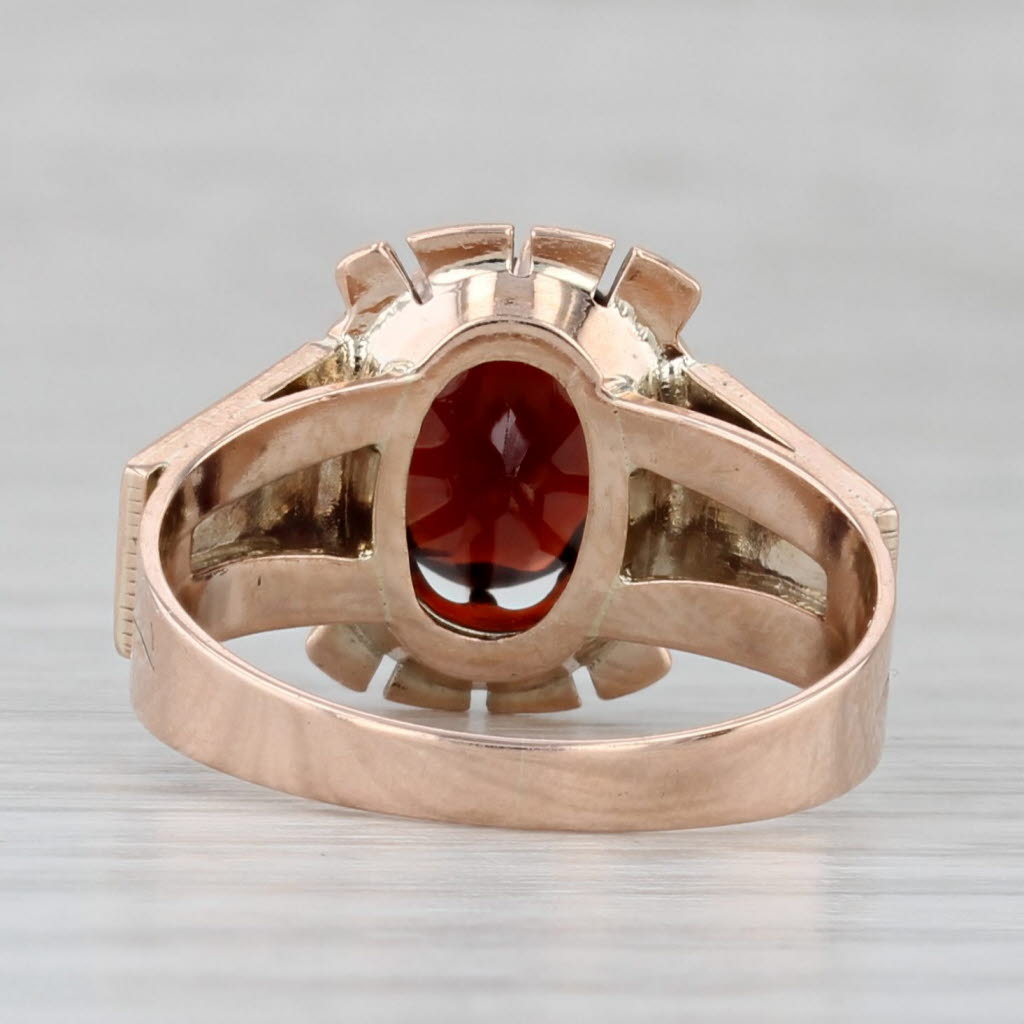 Gray Antique 2.10ct Oval Garnet Solitaire Ring 14k Rose Gold Size 6.25