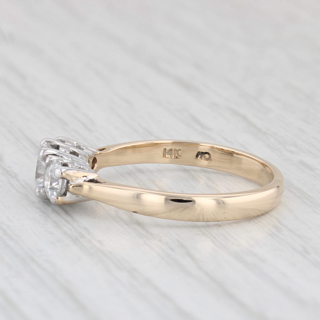 Light Gray 1.01ctw 3-Stone Round Diamond Engagement Ring 14k Gold Size 7.75 IGI Card