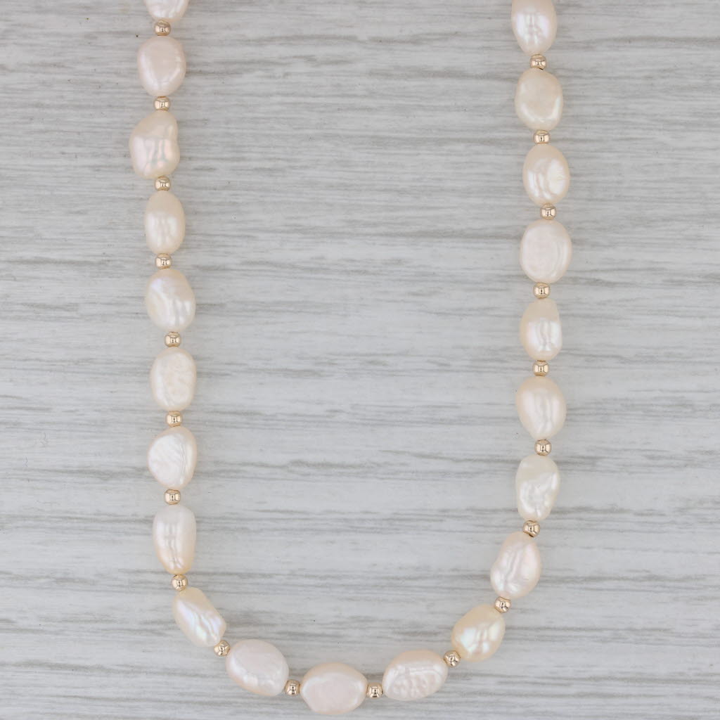 Gray Cultured Pearl Single Bead Strand Necklace 14k Gold 18" Semi Baroque Pearls