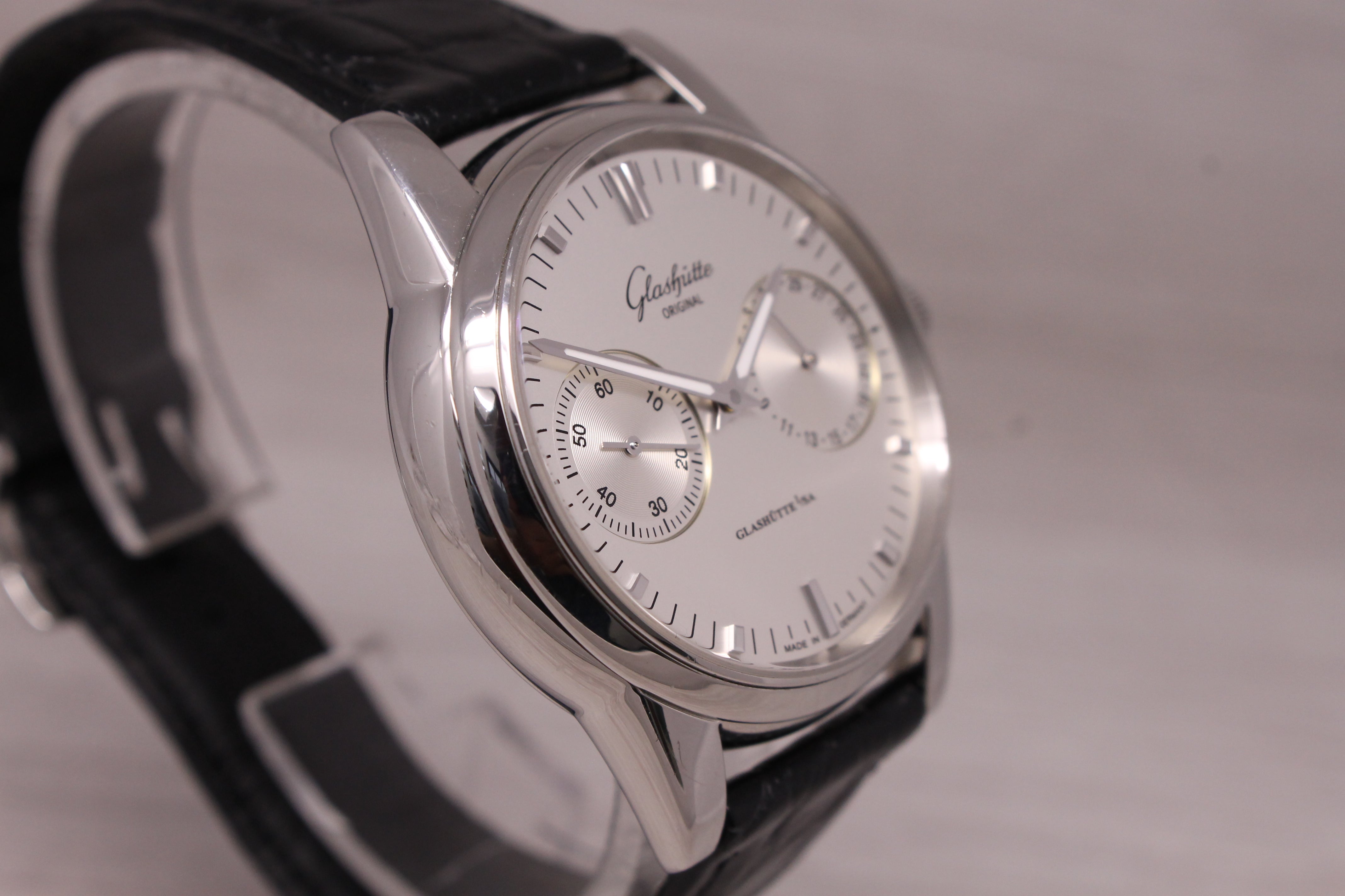 Rosy Brown Glashutte Senator 39mm Steel Mens Automatic Calendar Watch 1-39-58-02-02-04