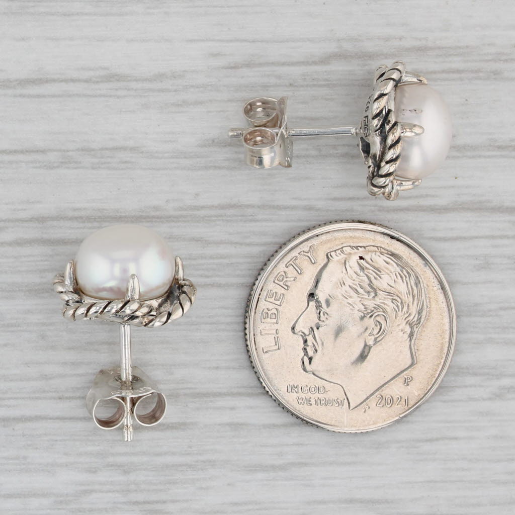 Gray Effy Cultured Pearl Stud Earrings with Box Sterling Silver