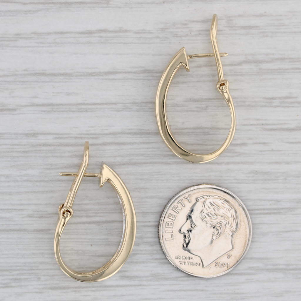 Gray 0.80ctw Diamond Journey J-Hook Hoop Earrings 14k Yellow Gold Pierced Omega Backs