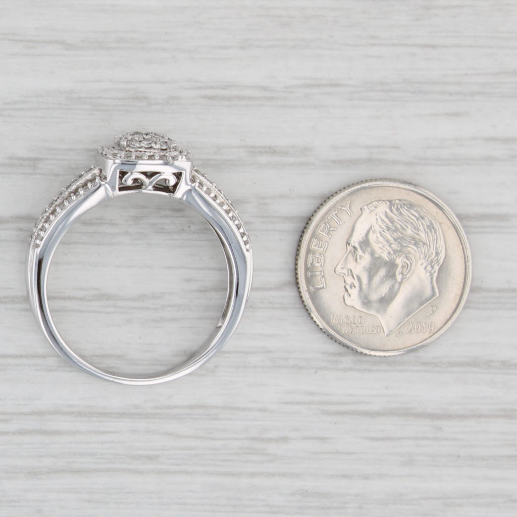 Light Gray 0.50ctw Diamond Cluster Halo Ring 10k White Gold Size 8.5 Engagement