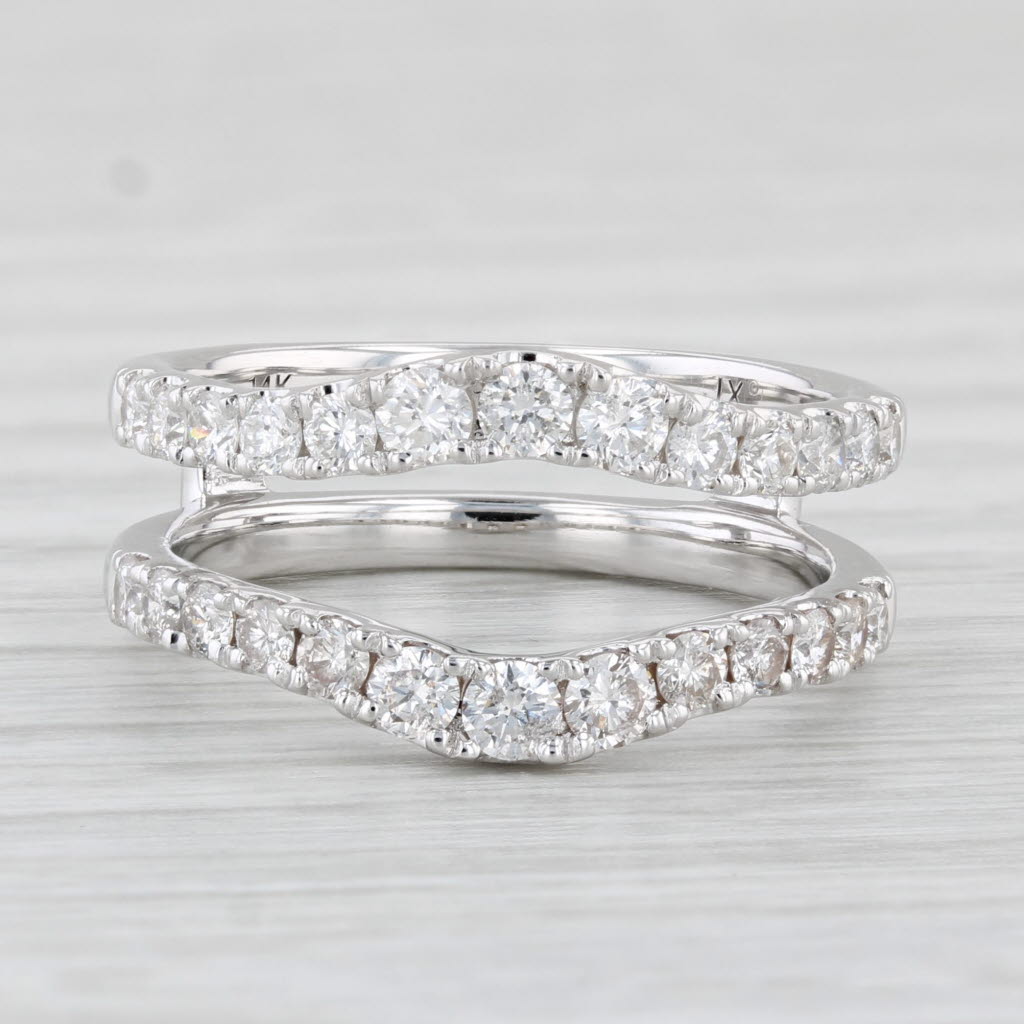 Light Gray 0.84ctw Diamond Ring Jacket Guard 14k White Gold Size 6.5 Wedding Band