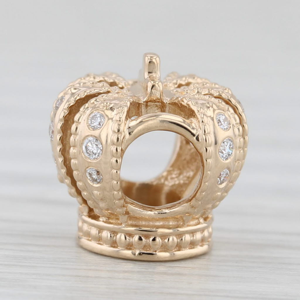Light Gray Authentic Pandora Diamond Royal Crown Charm 750453D 14k Gold Retired Bead