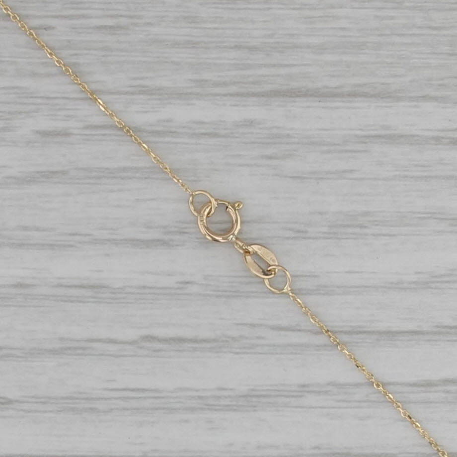 Blue Quartz Teardrop Pendant Necklace 14k Yellow Gold 18" Cable Chain