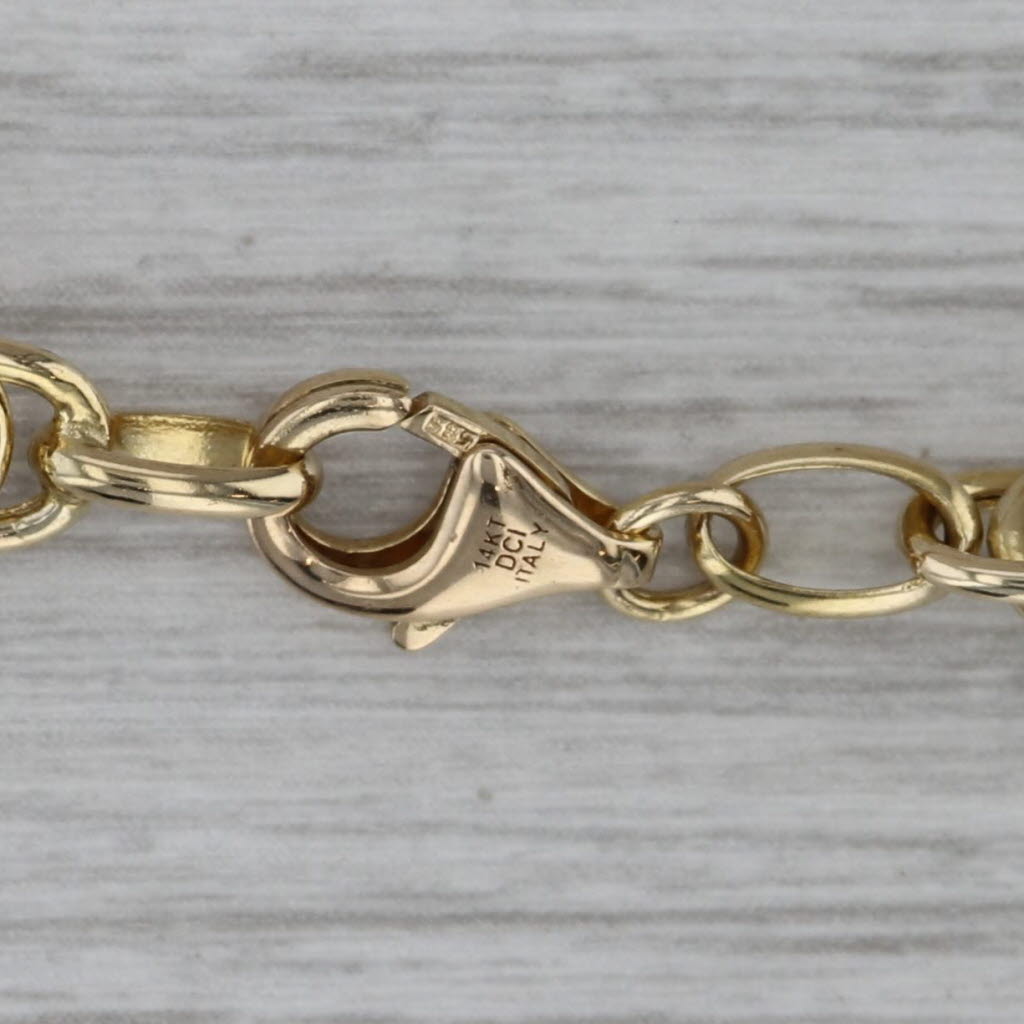 Dark Gray Chunky Rope Chain Necklace 14k Yellow Gold 18" 6mm