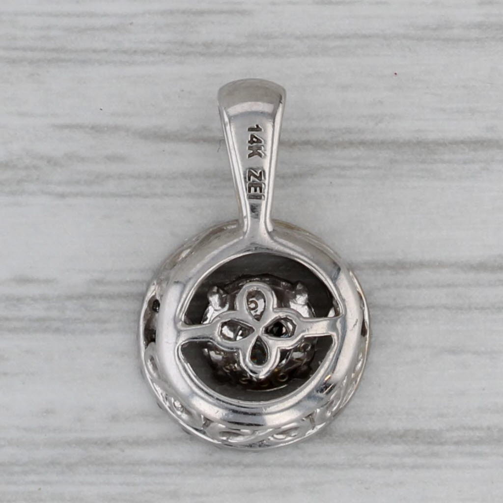 Gray 0.41ctw Moving Diamond Halo Pendant 14k White Gold
