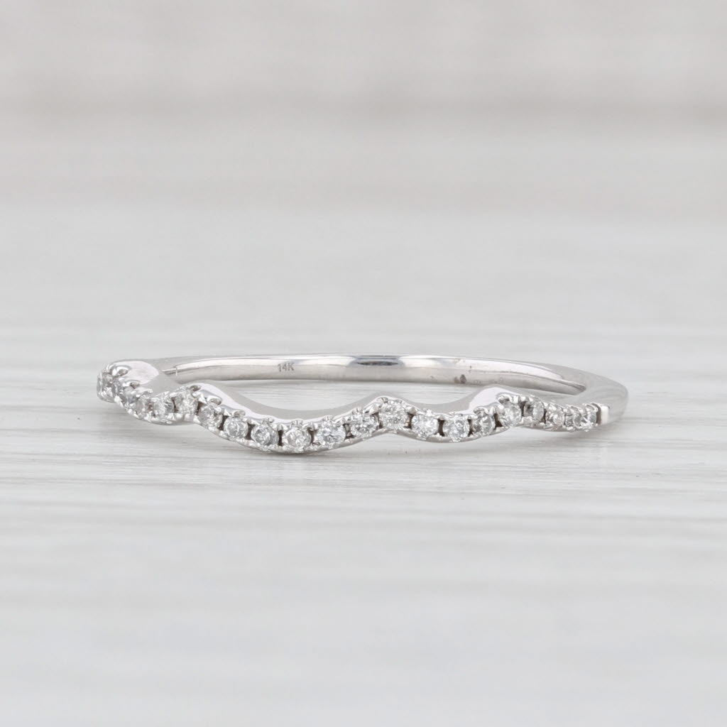Light Gray 0.12ctw Contoured Diamond Ring Guard 14k White Gold Stackable Wedding Band Sz 7