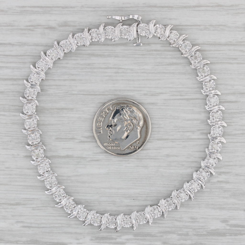 Gray 0.75ctw Diamond Tennis Bracelet 10k White Gold 7.25" 5.6mm