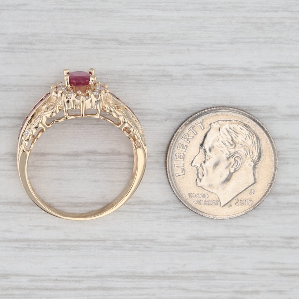 Light Gray 1.85ctw Ruby Diamond Halo Ring 14k Yellow Gold Size 6.25 Engagement