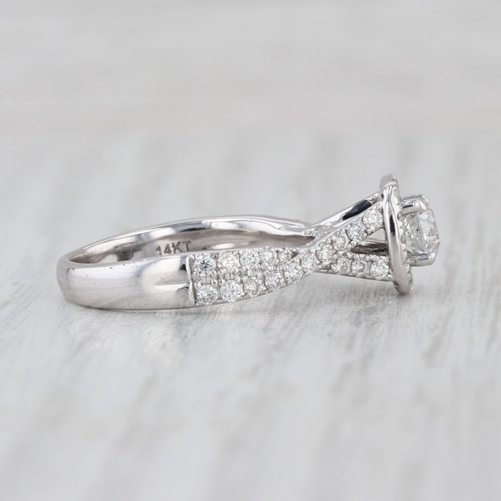 Vera Wang 0.93ctw Diamond Halo Engagement Ring 14k White Gold Size 6.25