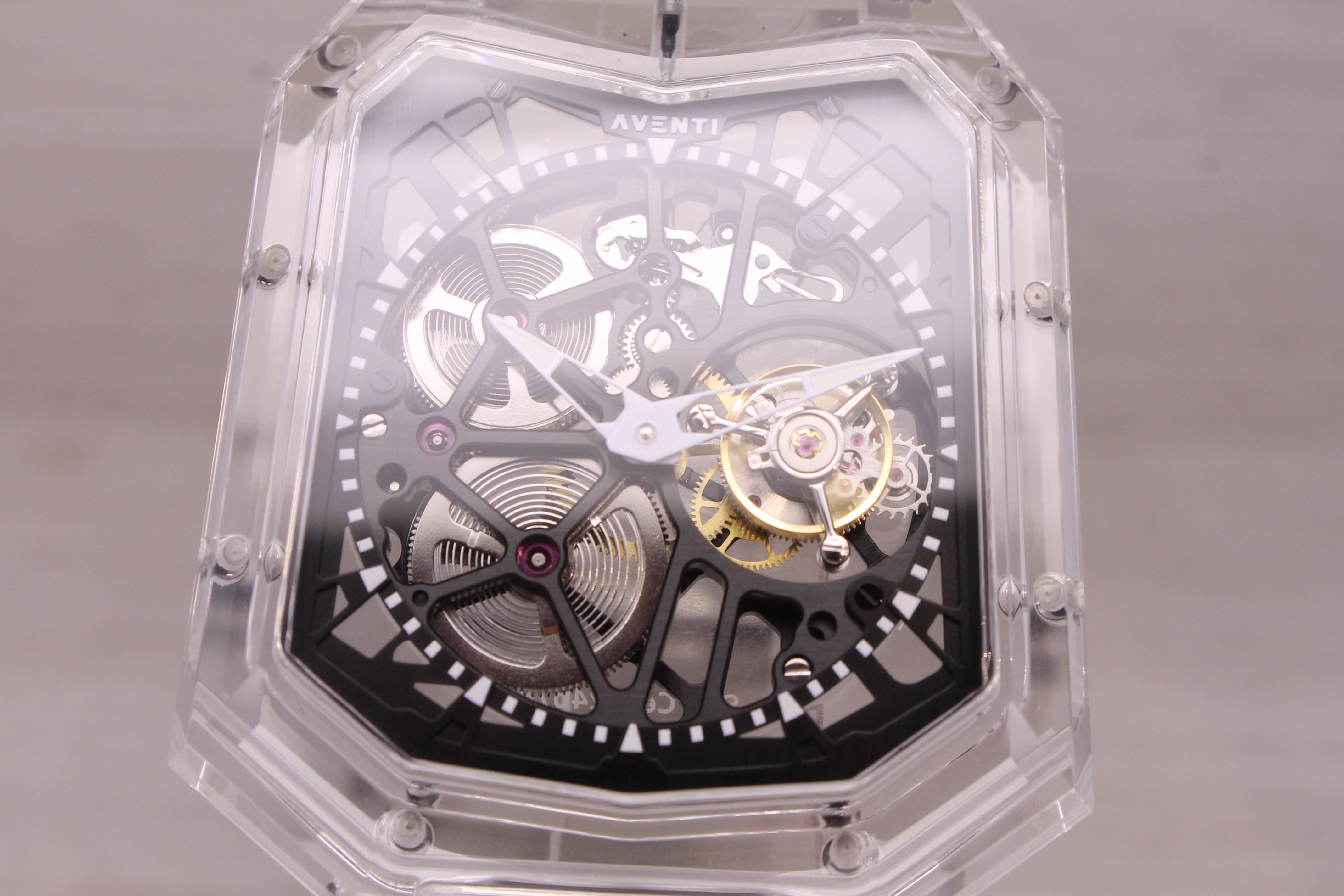 Aventi A11-01 SE Mens 48mm Pure Sapphire Crystal Tourbillon Watch w Card & COA