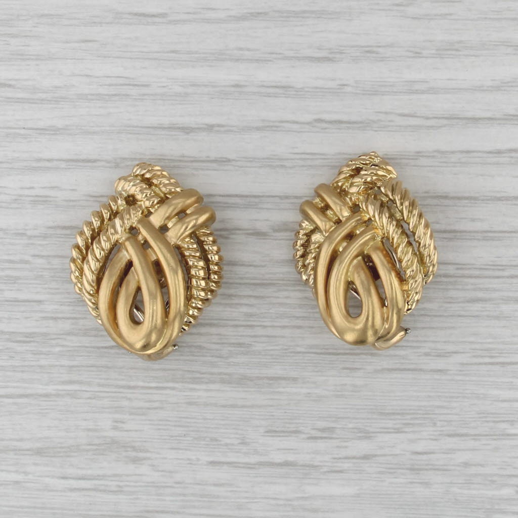 Valentin Magro Four Line Gold Twist Earrings 18k Clip On Statement Drops
