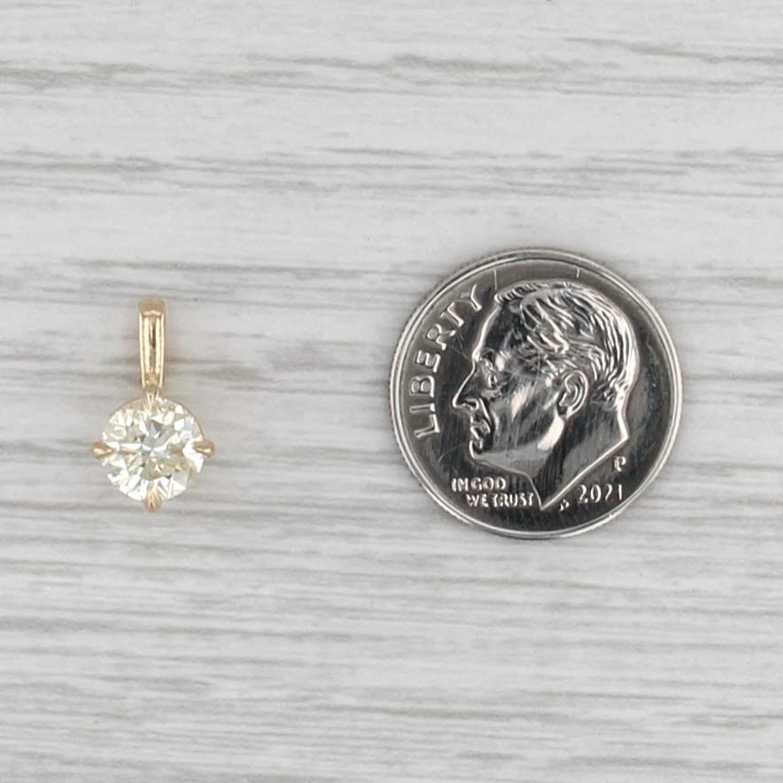 New 1.01ct Round Diamond Solitaire Pendant 14k Yellow Gold Small Drop