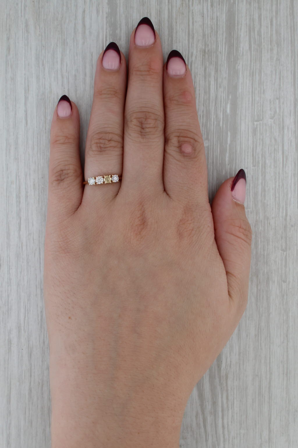 0.51ctw Multicolor Diamond Ring 18k Yellow Gold Sz 7.25 Stackable COA Tomas Rae