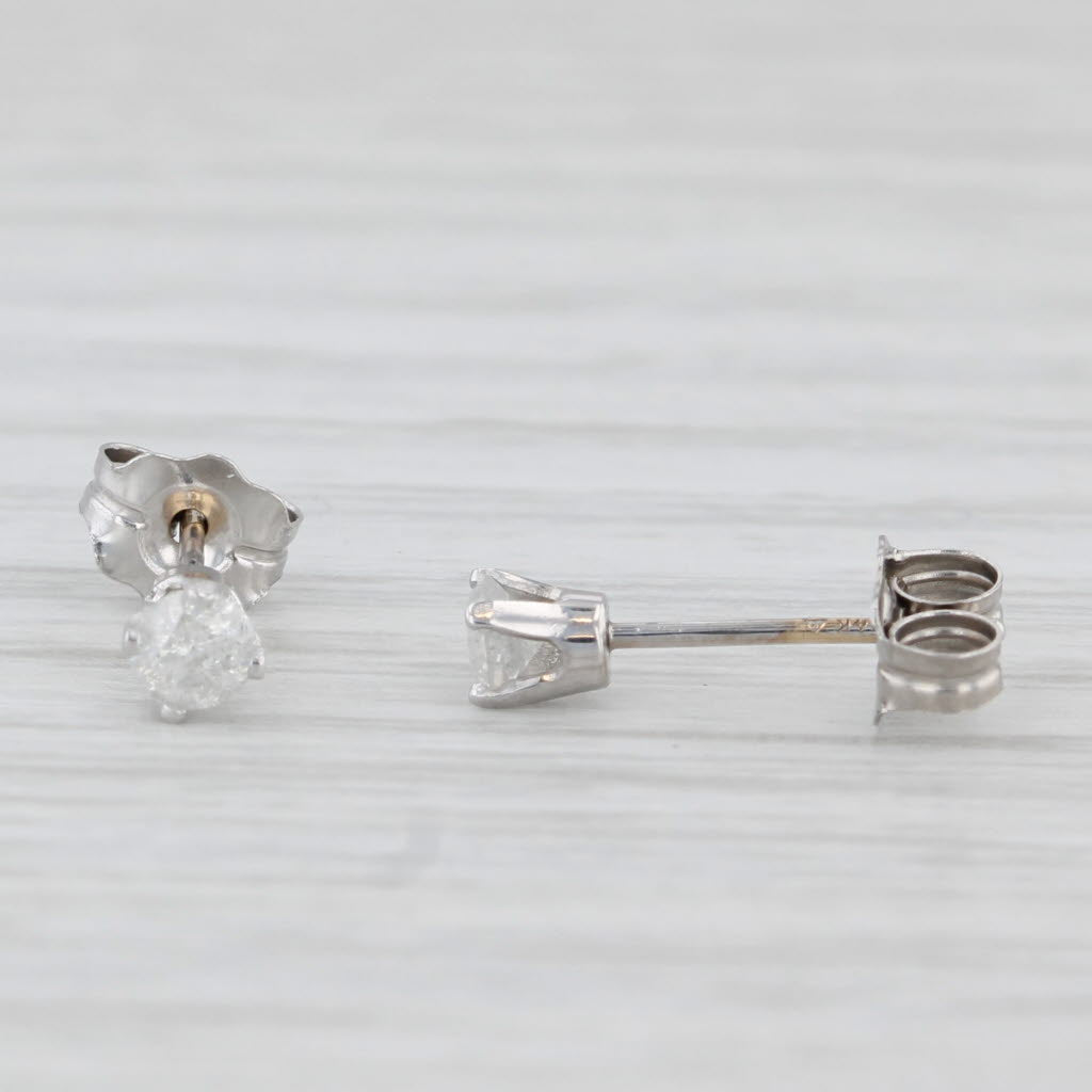 Light Gray 0.18ctw Diamond Round Solitaire Stud Earrings 14k White Gold