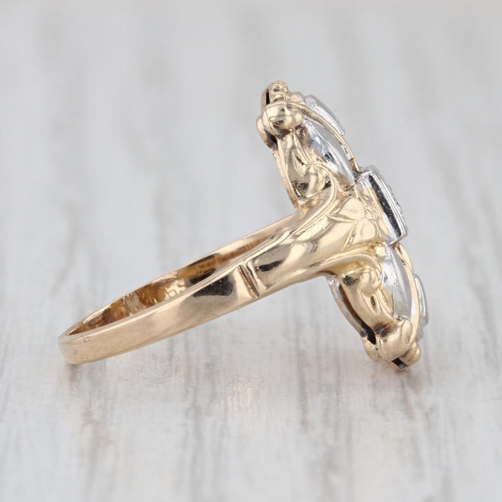 Vintage Diamond Ring 14k Yellow White Gold Filigree Size 6