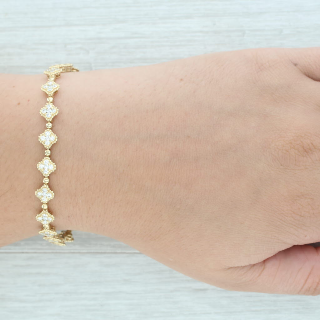 New 1.84ctw Diamond Flower Clusters Tennis Bracelet 14k Yellow Gold 7" 6.7mm