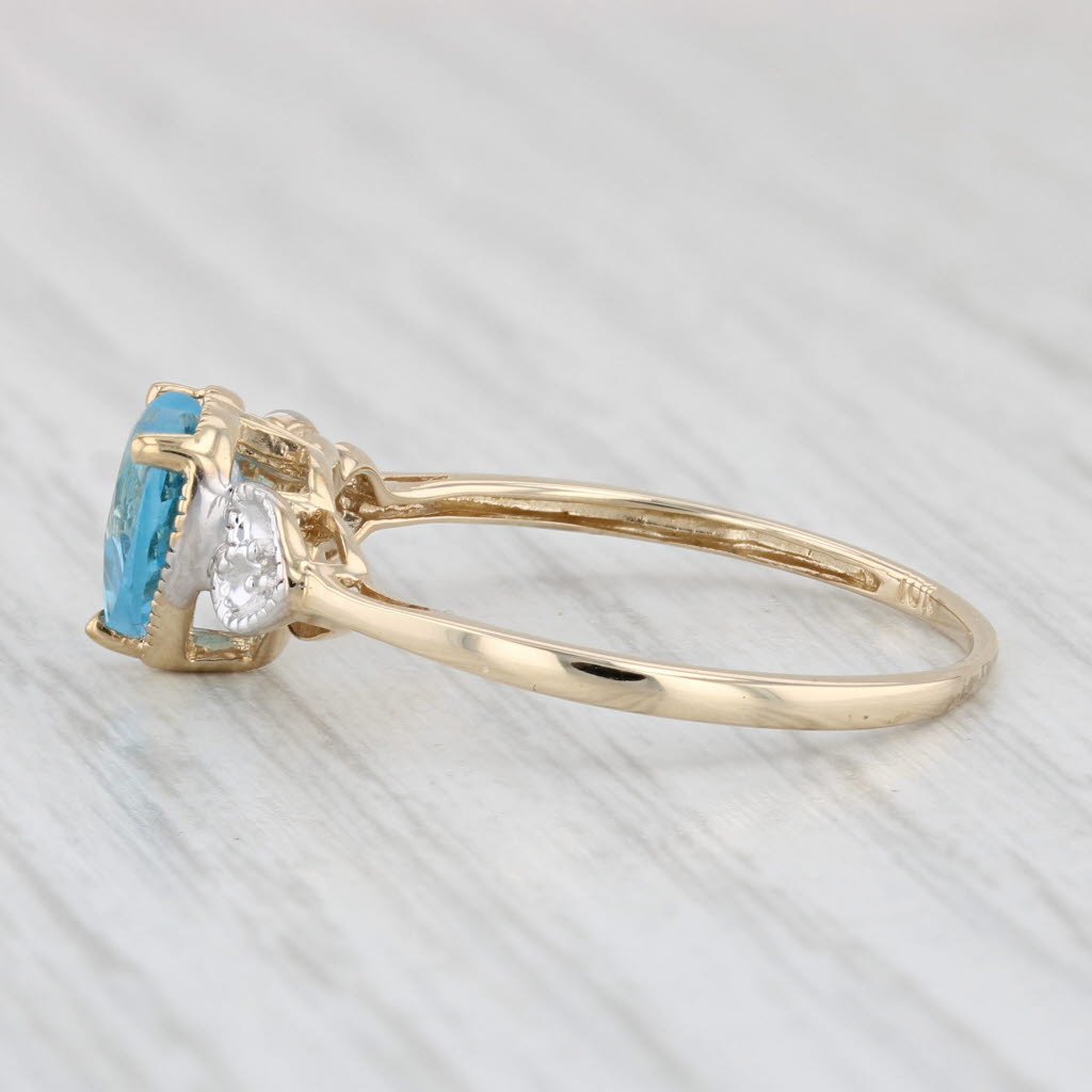 Light Gray 1.45ct Blue Topaz Heart Diamond Ring 10k Yellow Gold Size 9.25