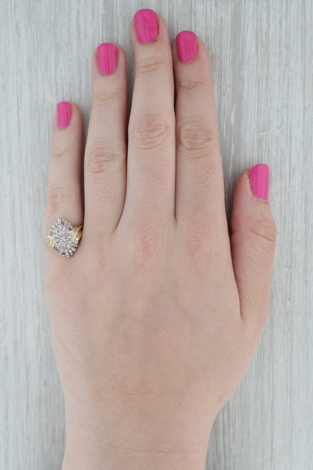 Dark Gray 0.45ctw Diamond Cluster Ring 10k Yellow Gold Size 7