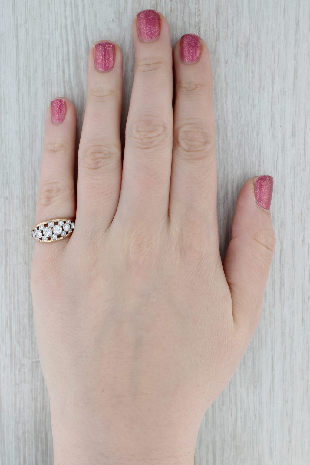 Gray 0.80ctw Diamond Cluster Ring 18k Yellow Platinum Size 7