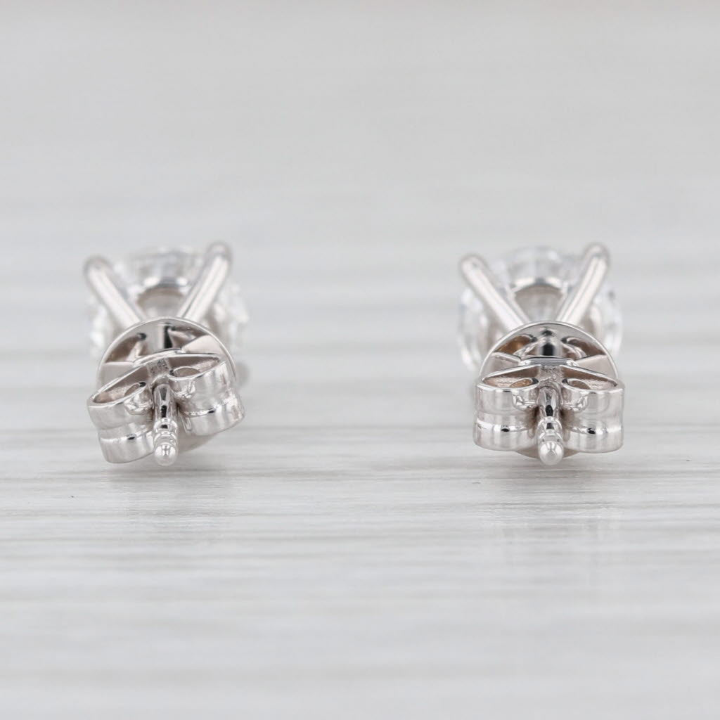 New 1.13ctw Round Lab Grown Diamond Stud Earrings 14k White Gold Studs