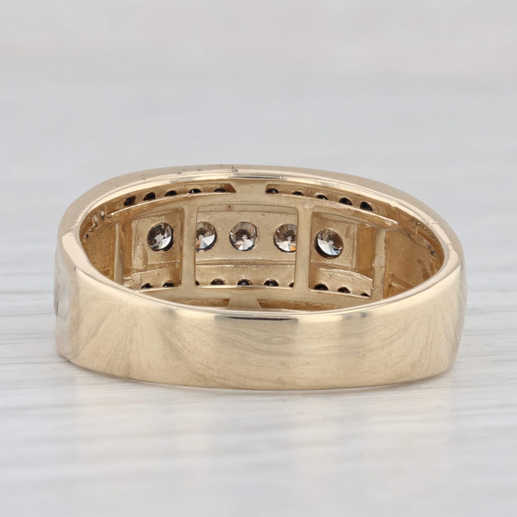 Light Gray 0.50ctw Brown Black Diamond Ring 14k Yellow Gold Size 10 Men's Wedding
