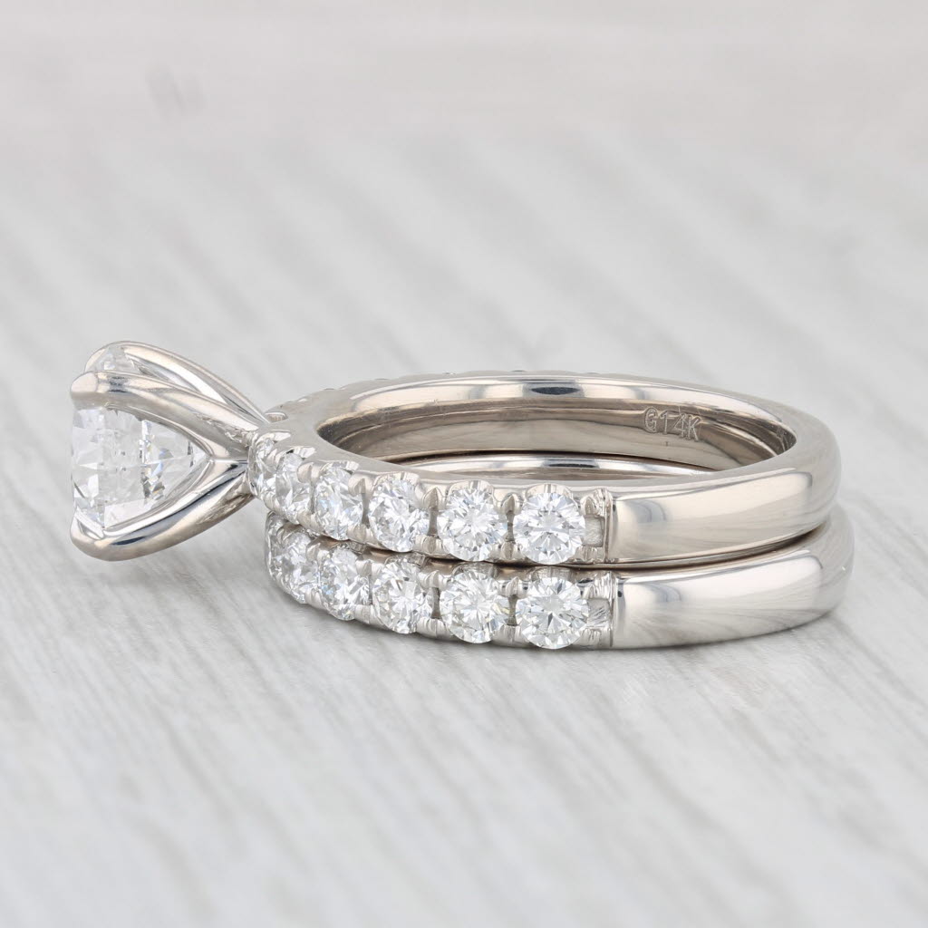 Light Gray 3.20ctw Diamond Engagement Ring Wedding Band Bridal Set 14k White Gold Size 6.5