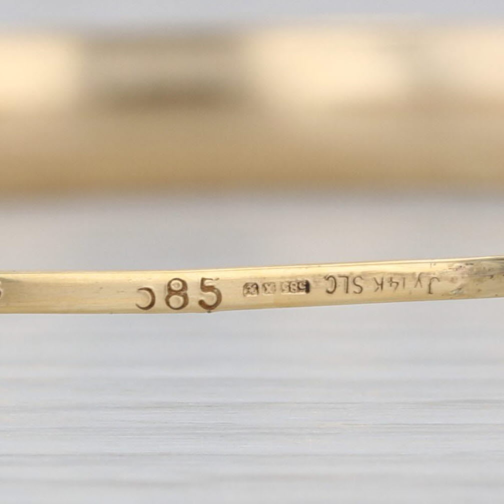 Black Resin Dot Brushed Bangle Bracelet 14k Yellow Gold 7" 6.3mm