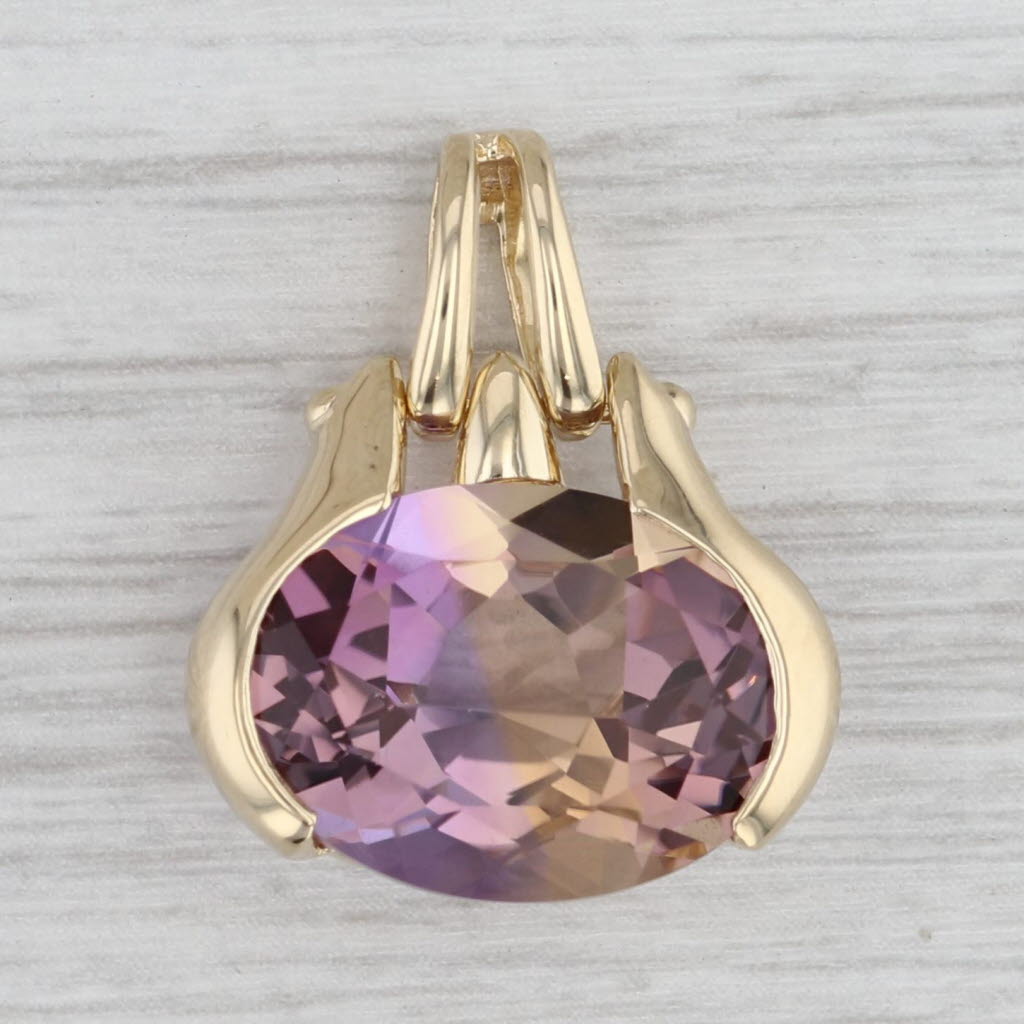 Gray 7ct Ametrine Pendant 14k Yellow Gold Oval Solitaire