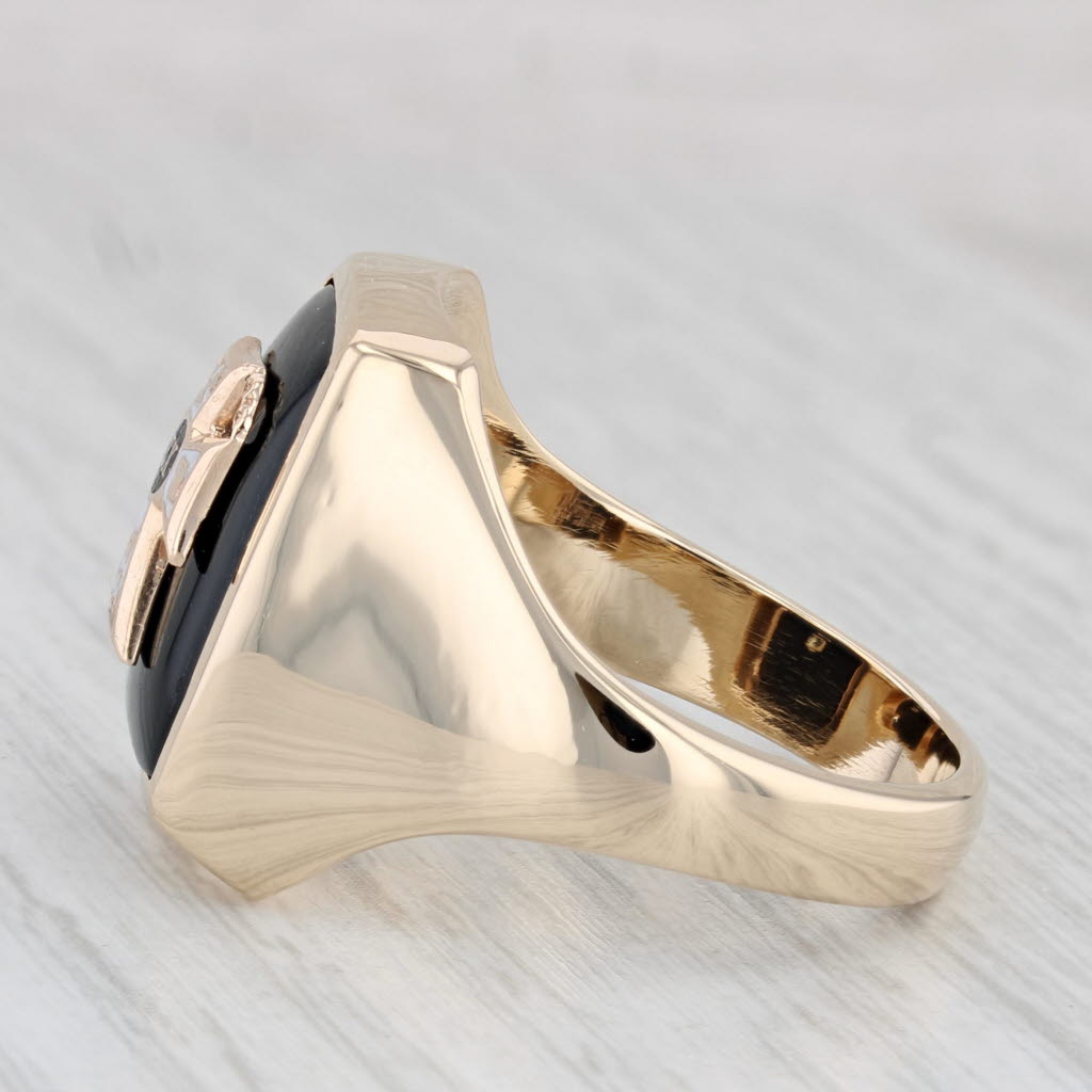 Light Gray Custom Sigma Chi Cross Badge Signet Ring 10k Gold Onyx Sz 12 Vintage Fraternity