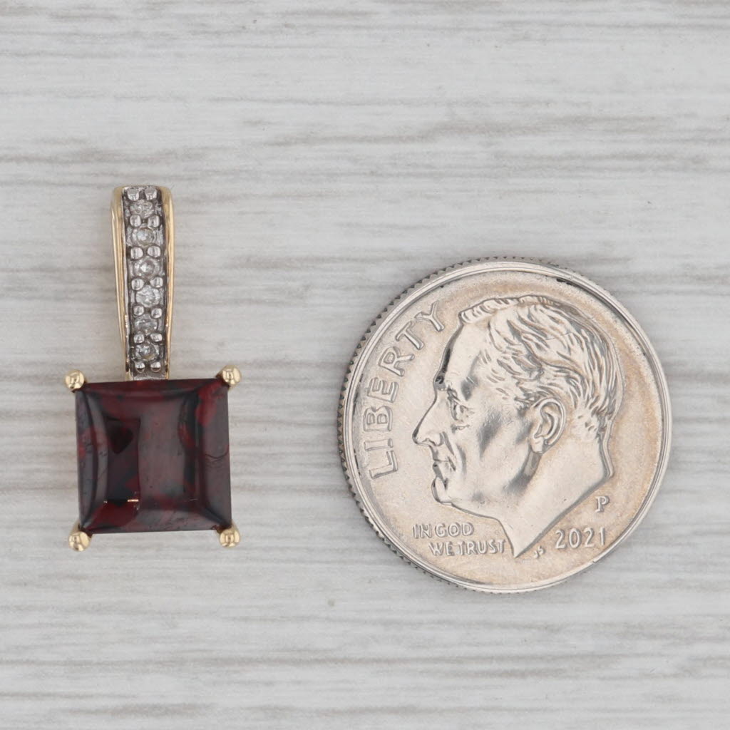 Gray Lab Created Ruby Diamond Pendant 10k Yellow Gold Princess Drop