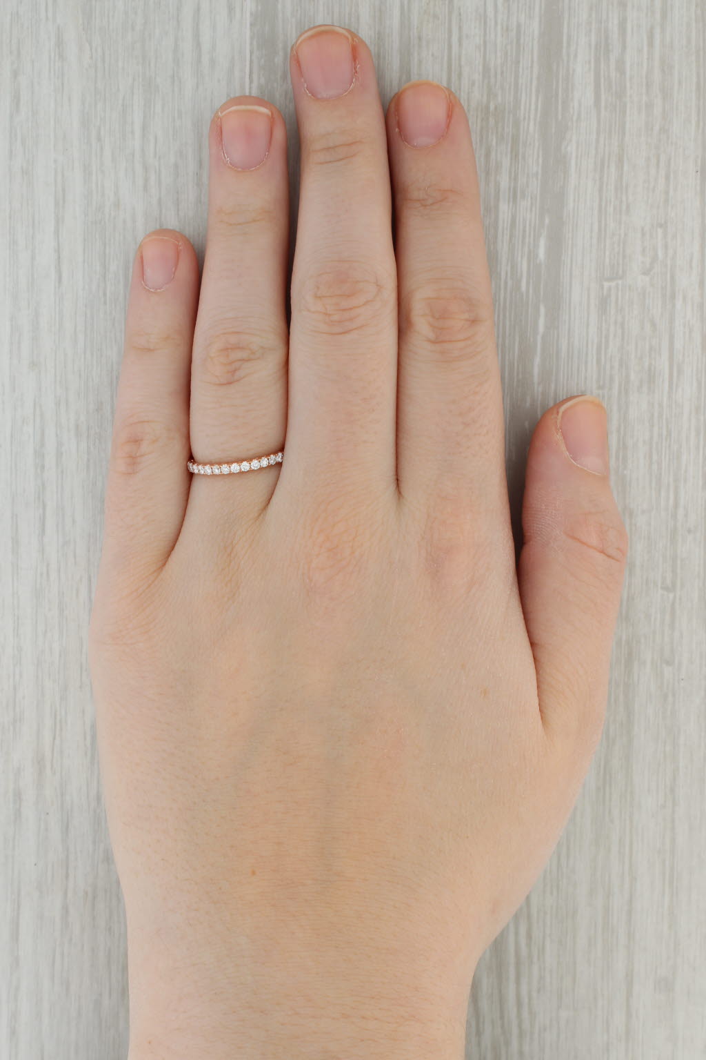 Dark Gray 0.33ctw Diamond Band 14k Rose Gold Size 7.5 Stackable Wedding Anniversary Band