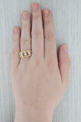 Vintage Ornate Opal Lab Created Ruby Ring 10k Yellow Gold Size 8