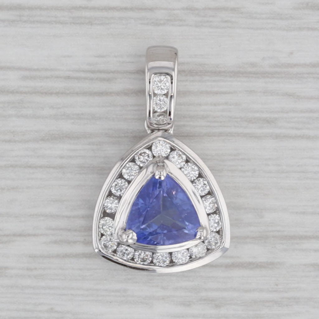 Gray 1.30ctw Tanzanite Diamond Halo Pendant 18k White Gold Dyach