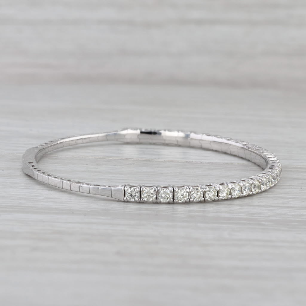Gray New 1ctw Diamond Flexible Bangle Tennis Bracelet 14k White Gold 6.75"