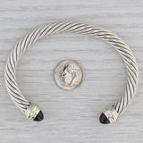 David Yurman Onyx Cable Cuff Bracelet Sterling Silver 18k Gold 7"
