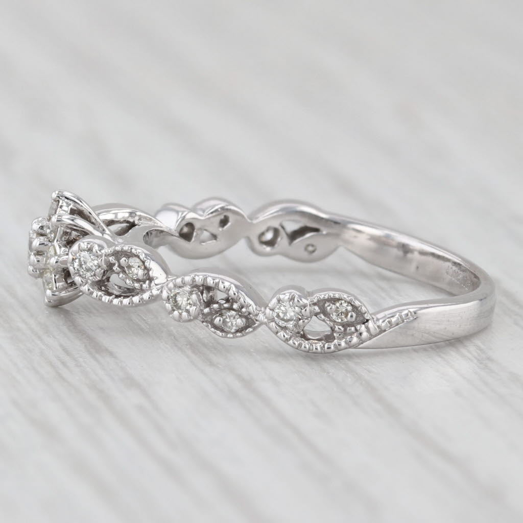 Light Gray Diamond Star Engagement Ring 14k White Gold Size 7 Cathedral Band