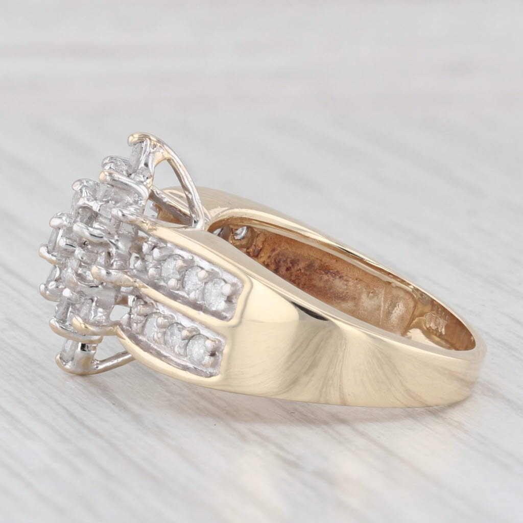 Light Gray 0.75ctw Diamond Cluster Ring 10k Yellow Gold Size 7 Cocktail