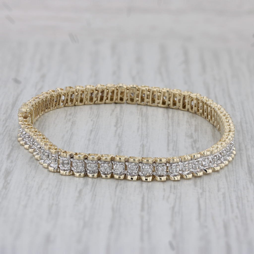Gray 0.33ctw Diamond Tennis Bracelet 14k Yellow Gold 7.25" 4.9mm