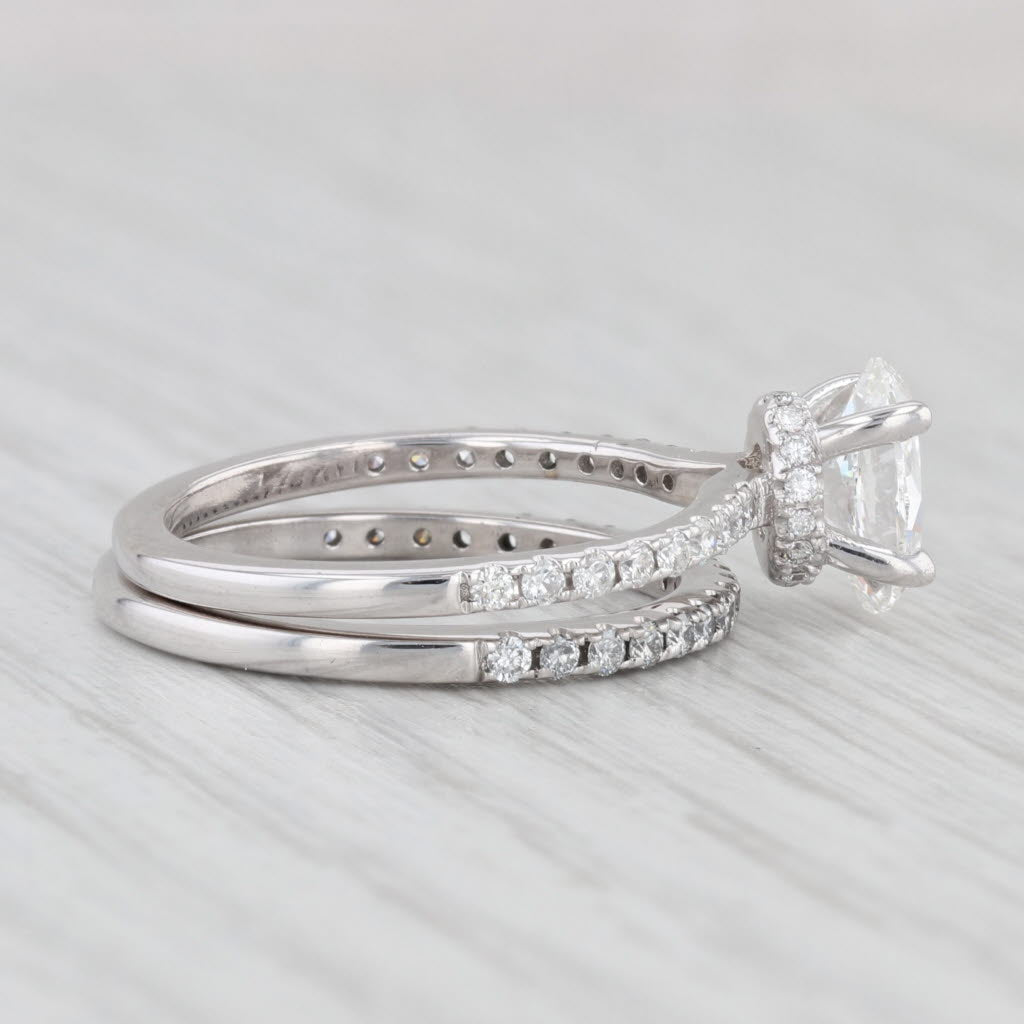 1.45ctw Oval Diamond Engagement Ring Band Bridal Set 14k White Gold GIA VS1 F