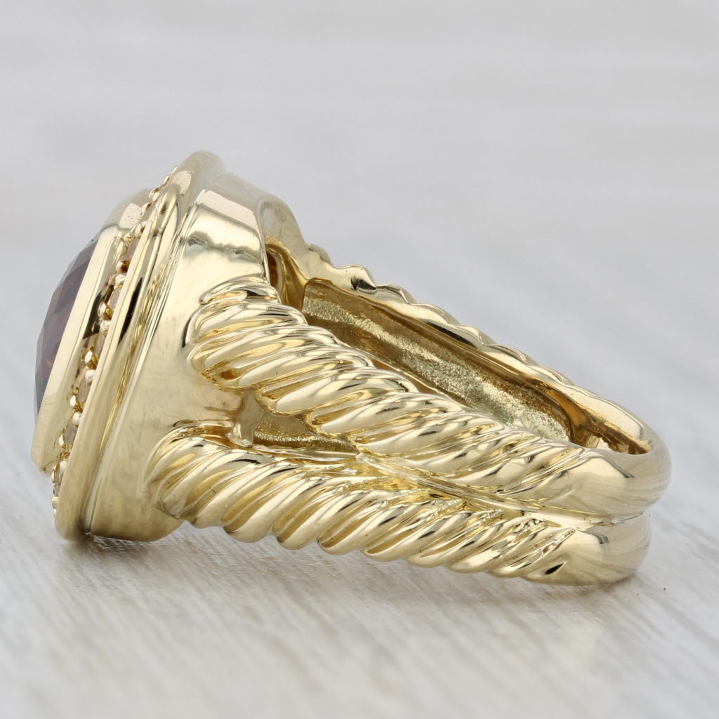 Gray David Yurman Albion 4.96ctw Smoky Quartz Yellow Sapphire Halo Ring 18k Gold