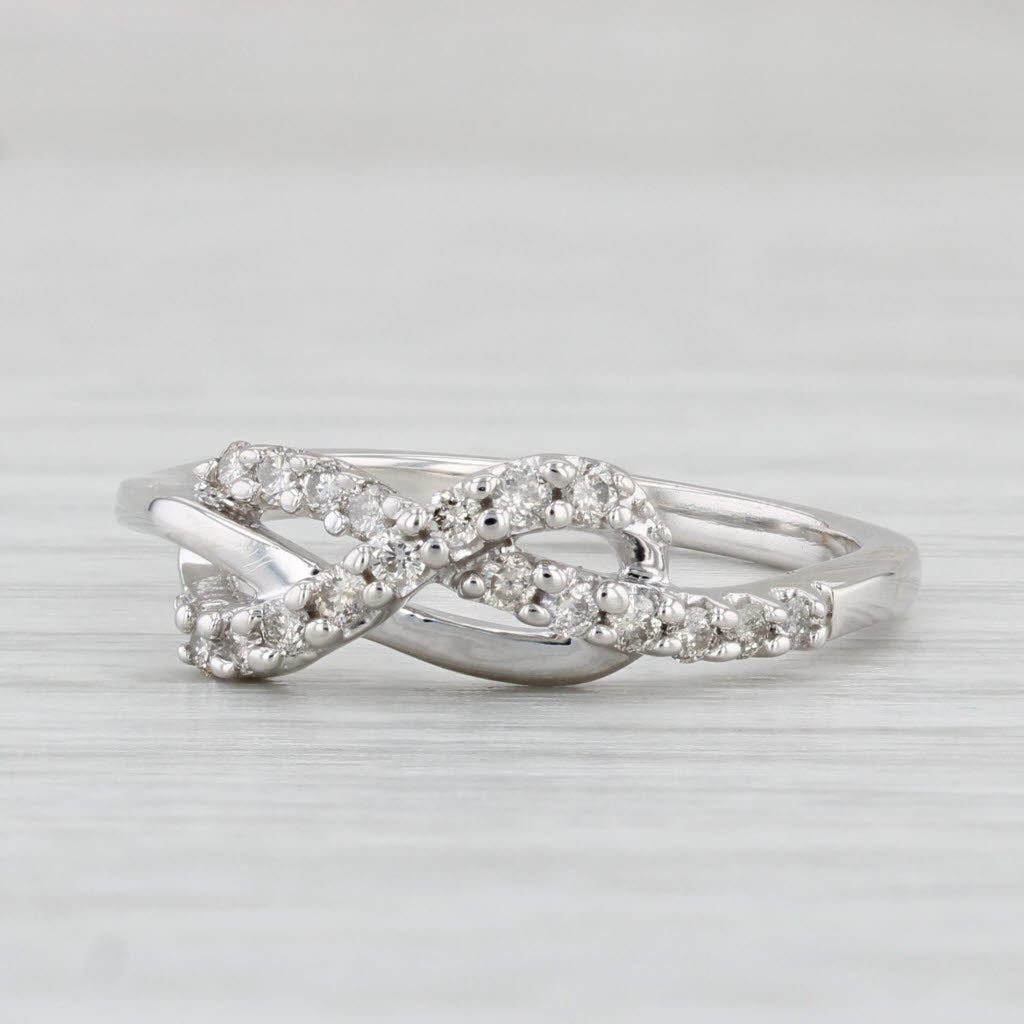 Light Gray 0.25ctw Diamond Knot Ring 10k White Gold Size 6.75