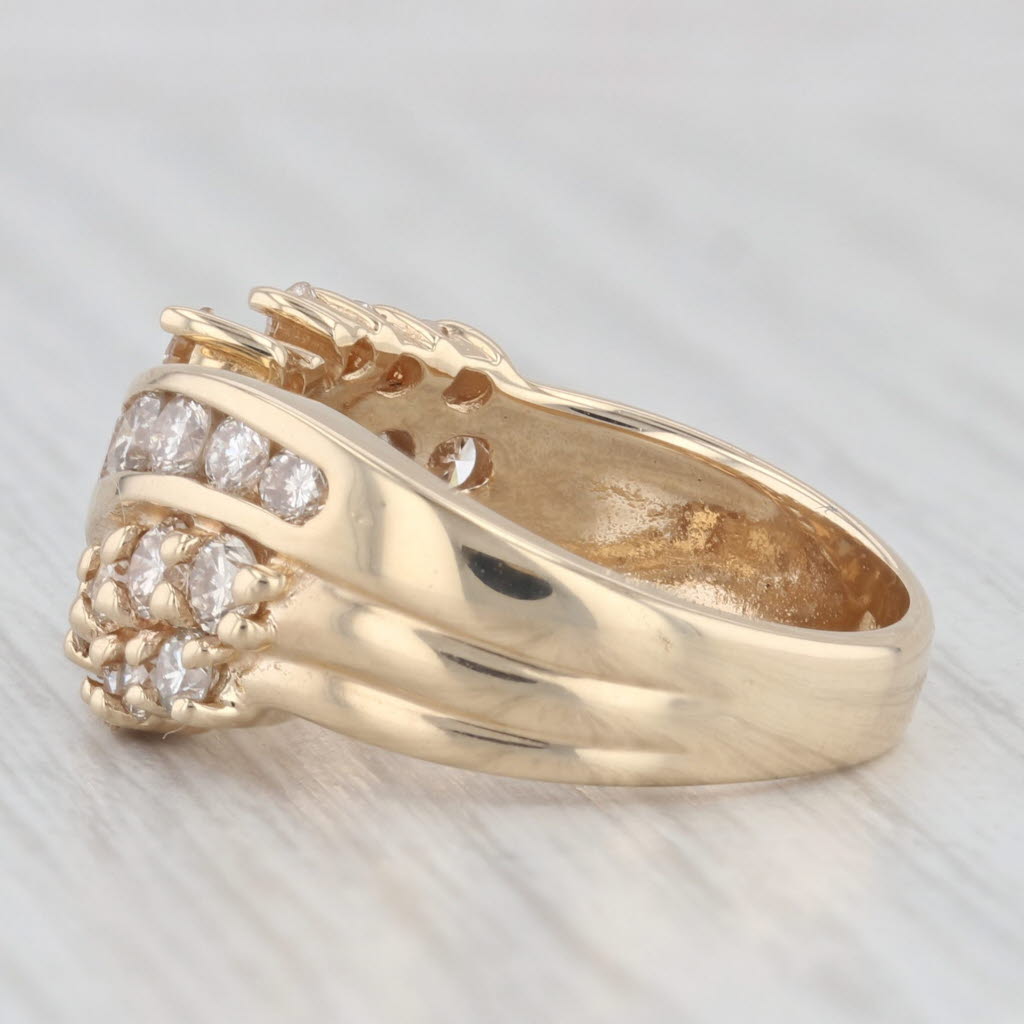 Light Gray 1.50ctw Diamond Bypass Ring 14k Yellow Gold Size 6.5 Cocktail
